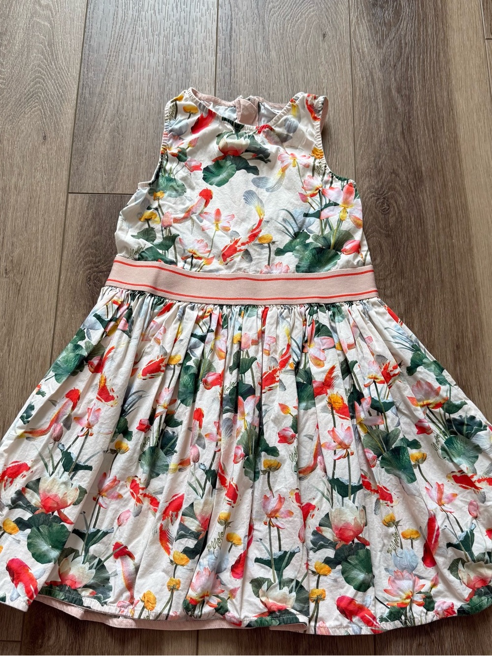 MOLO Girls White Floral Sleeveless Dress with Pink Waistband size 5/6
